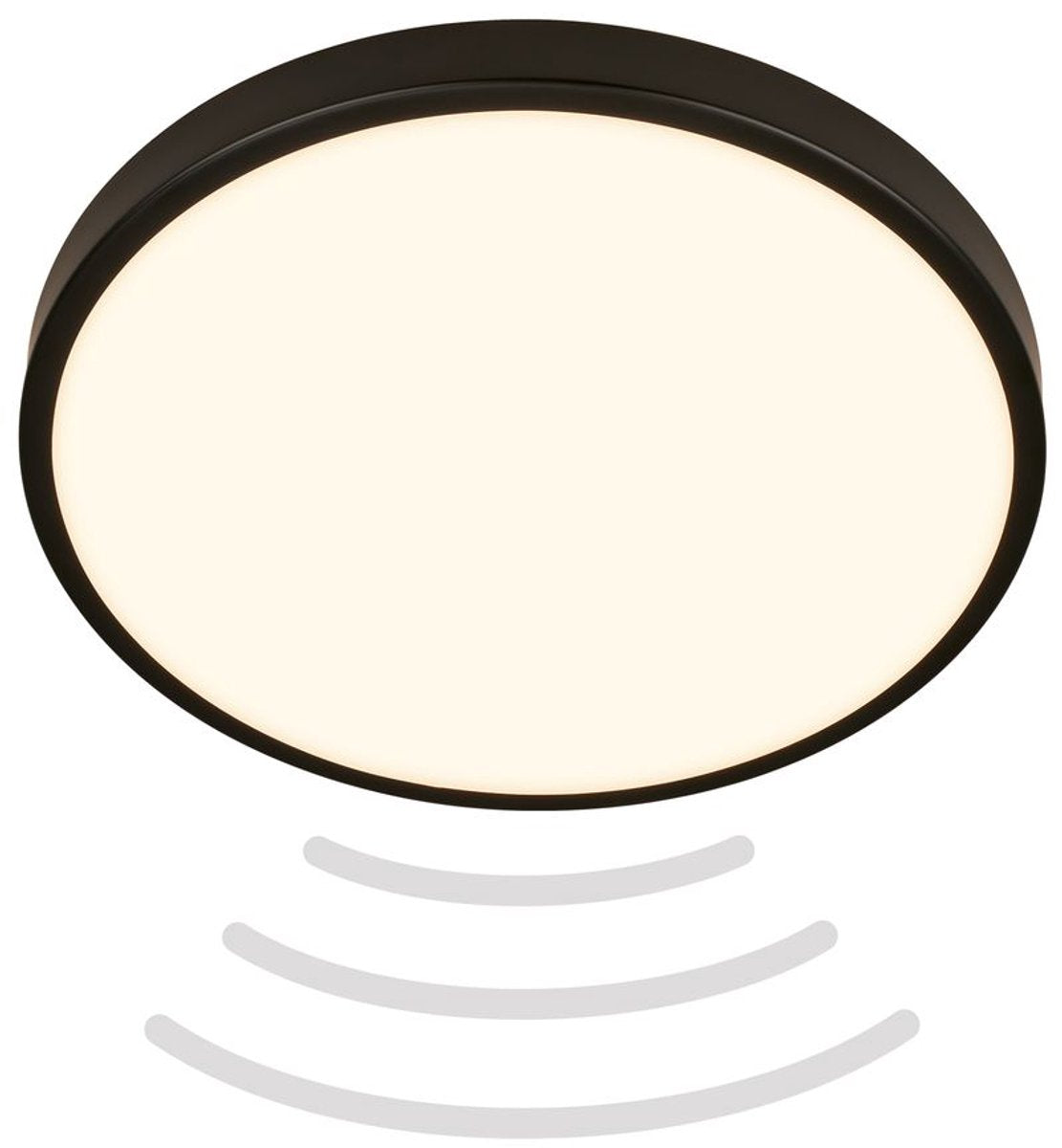 B.k.licht briloner chet - Badezimmerbeleuchtung - LED-Deckenleuchte - Badezimmerlampe - mit Bewegungssensor - IP54 - warmweißes Licht - 12 W - ø29 cm - Schwarz