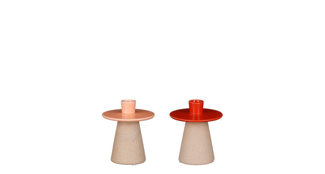 Kandelaar roze oranje 2 assorti - h12xd10cm