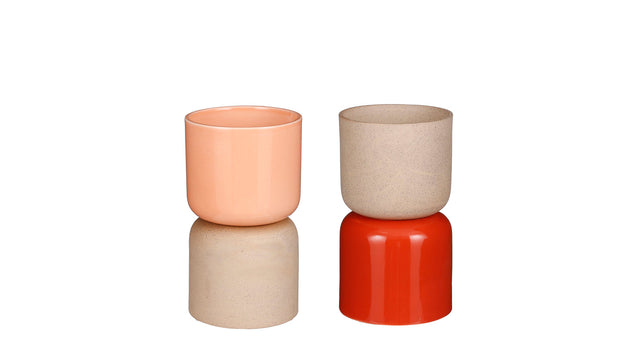 Pot rond roze oranje 2 assorti - h25xd13,5cm