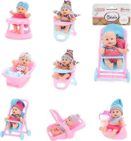 Beau Baby Mini-Babypuppe sitzend, 12 cm