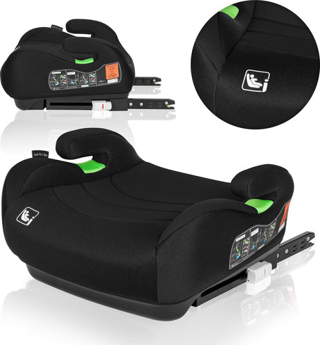 Lionelo Luuk Fix i-Size – Sitzerhöhung – Isofix – Autositzerhöhung – 22–36 kg, 125–150 cm – vorwärtsgerichteter Autositz gemäß i-Size-R129-Standard – breiter und bequemer Sitz mit weichem EPE-Schaum – mit Armlehnen
