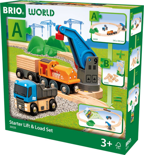 Ravensburger Brio World - 36028 Set für Einsteiger Heben und Laden | Set Spielzeugeisenbahnen für Kinder ab 3 Jahren