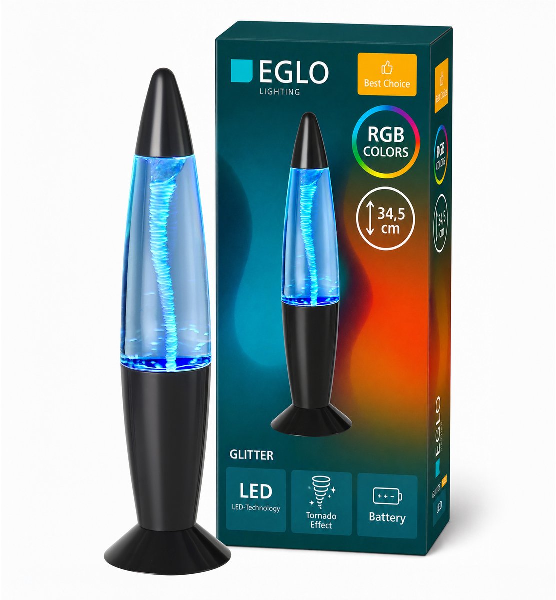 Eglo vortex tornado lamp - led - 34,5 cm - zwart helder - rgb - tafellamp