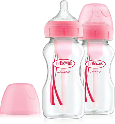 Dr. Brown's Options+ Anti-Kolik-Babyflasche – Weithalsflasche – 270 ml – Rosa – 2 Stück