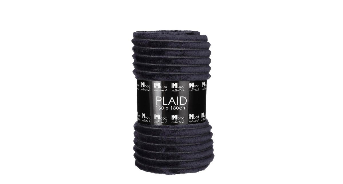 Lorens fleece plaid d.blauw - l180xb130cm