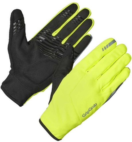 Gripgrab - Hurricane 2 winddichte Frühlings-Herbst-Fahrradhandschuhe Langfinger mit Polsterung - Gelbe Warnweste - Unisex - Größe M