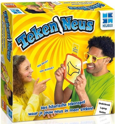 Megableu Zeichennase – urkomisches Zeichenspiel für die ganze Familie – mit Brille und löschbarem Brett – Familienspiel ab 7 Jahren – originelles Brettspiel