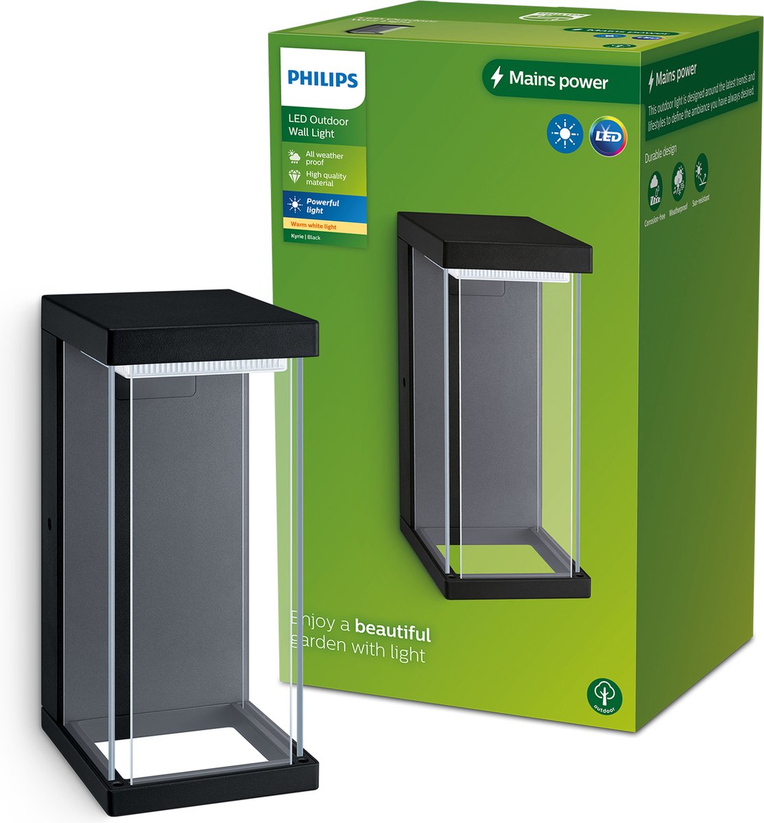 Philips led philips kyrie wandlamp - zwart - geïntegreerde led