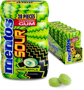 Mentos Gum Sour Green Apple - Kaugummi - zuckerfrei - 6x28 Stück