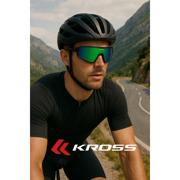 Kross Fahrradbrille Flash UV400 polarisierte Gläser – schwarzer Rahmen