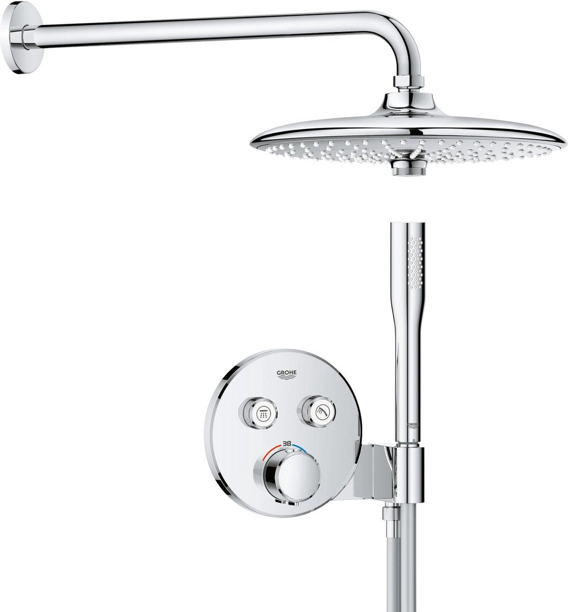 Grohe precision smartcontrol inbouw douchesysteem - rond bedieningspaneel - chroom
