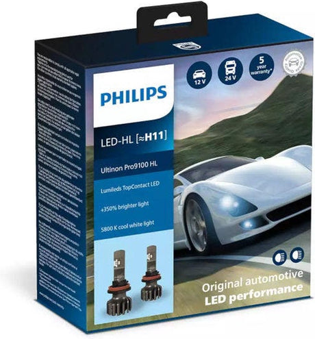 Philips ultinon pro9100 led-hl h11 set lum11362u91x2