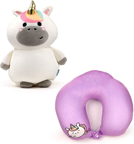 Puckator swapseazzz Adoracorns Einhorn 2-in-1 Plüsch-Reisekissen – Nackenkissen