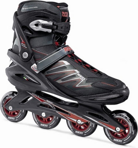 Roces Big Zyx 90 Herren-Inline-Skates – 4 x 90 mm Rollen – Fitness-Speed-Inline-Skates – Schwarz Rot – Größe 52