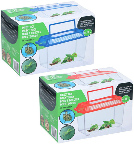 Markenlose Sans-Marque-Insektenbox mit Deckel – transparente Kunststoff-Insektenbox 1,8 Liter.