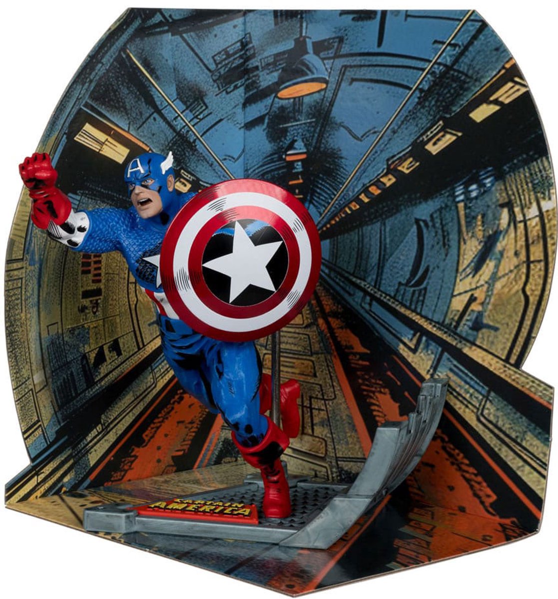 Mcfarlane toys marvel collection pvc statue 1 10 captain america (captain america #100) 12 cm beeld