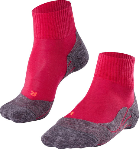 Falke TK5 kurze Anti-Blasen-Wandersocken aus dünnem Woll-Funktionsmaterial Damen Rot – Größe 39-40