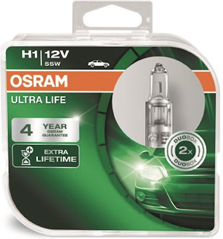 Osram ultra life halogeen lampen - h1 - 12v 55w - set à 2 stuks