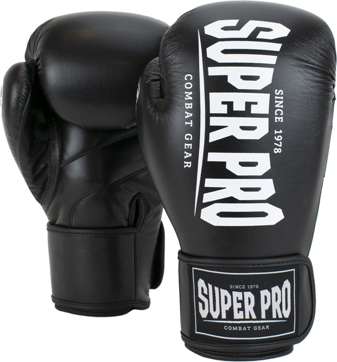 Super pro combat gear champ (kick)bokshandschoenen zwart wit 16oz