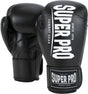 Super pro combat gear champ (kick)bokshandschoenen zwart wit 16oz