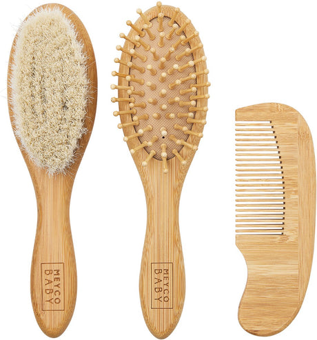 Meyco Baby-Uni-Hauben-Set – Bambus – Natur – 3-teilig
