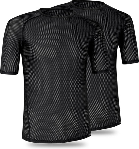 Gripgrab – ultraleichtes Mesh-2er-Pack kurzärmliges Baselayer-Sommer-Fahrrad-Unterhemd aus Polygiene-Sweatshirt – Schwarz – Herren – Größe M