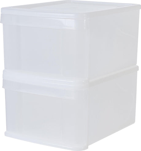 Iris Stapelschublade – Aufbewahrungsschublade – 20 l – Kunststoff – weiß transparent – ​​2er-Set