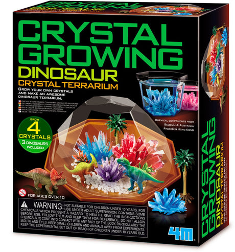 4 m Wissenschaft und Spiele – Wachstumskristalle – Dino-Terrarium – 4 x Kristall 3 x Dinosaurier – 10+