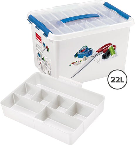 Sunware q-line Nähkasten 22l mit Einsatz – 40x30x26 cm – ohne Inhalt