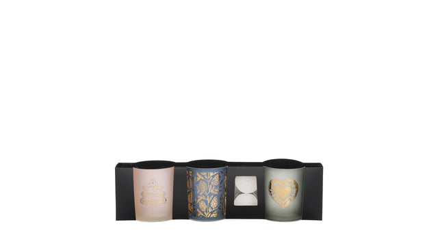 Theelicht houder off white blauw groen set van 3 incl. theelicht - h8xd7cm