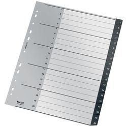 Numerische Tabs Leitz Recycle 1211 grau PP (Polypropylen)