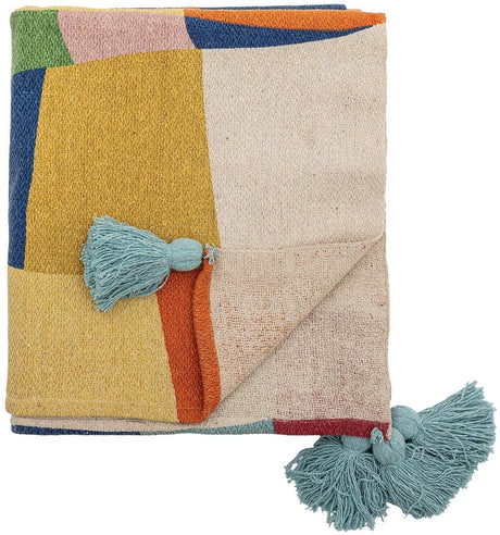 Bloomingville mini bloomingville - colorine plaid gerecycled katoen - meerkleurig - 130x160cm