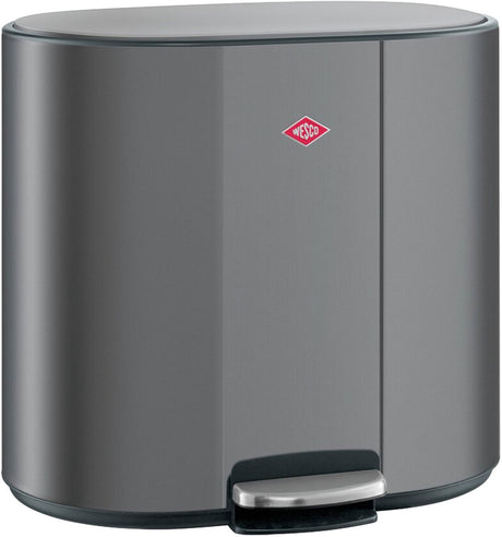 Wesco multicollector 2 prullenbak afvalscheiding (2x25 liter) | 50 liter | metaal - mat grafiet | duo pedaalemmer met soft close en geurfilter