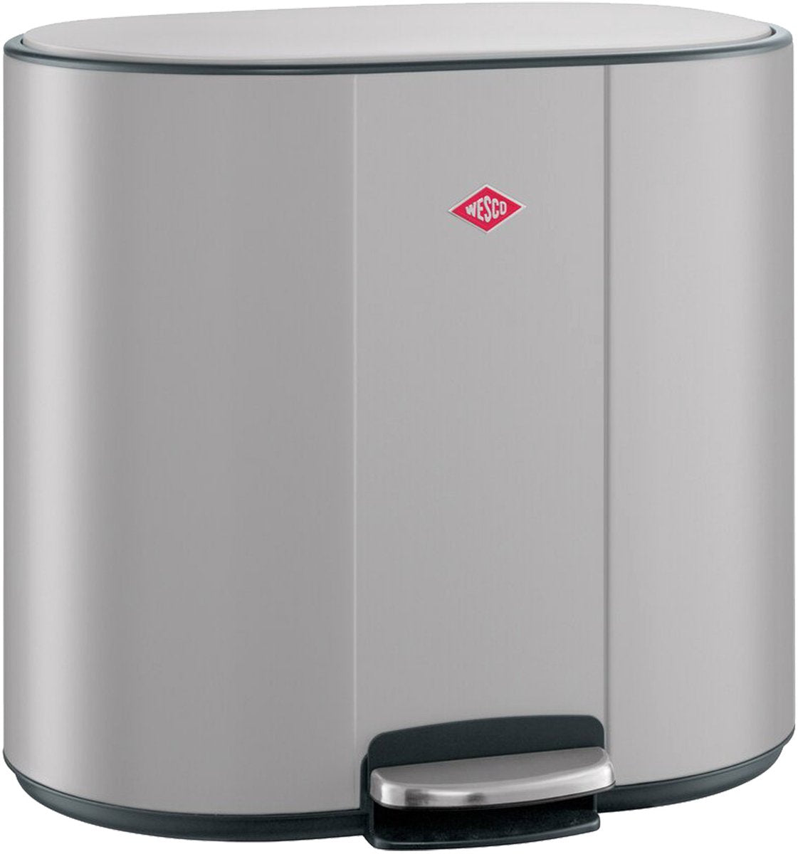 Wesco Multicollector 2 Abfallbehälter Mülltrennung (2x25 Liter) | 50 Liter | Metall - kühles Grau matt | Duo-Treteimer mit Absenkautomatik und Geruchsfilter