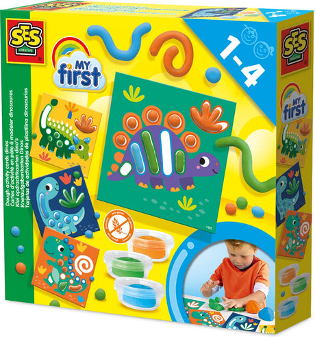 Ses creative my first klei set - dino's met opdrachtkaarten - vanaf 1 jaar - boetseerklei - glutenvrij - schoencadeautjes sinterklaas