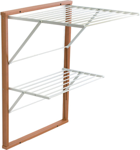 Arredamenti italia 648 kevin - houten handdoekrek - inklapbaar wanddroogrek - 11 m drooglengte - kleur: hout - arit - il cuore del legno