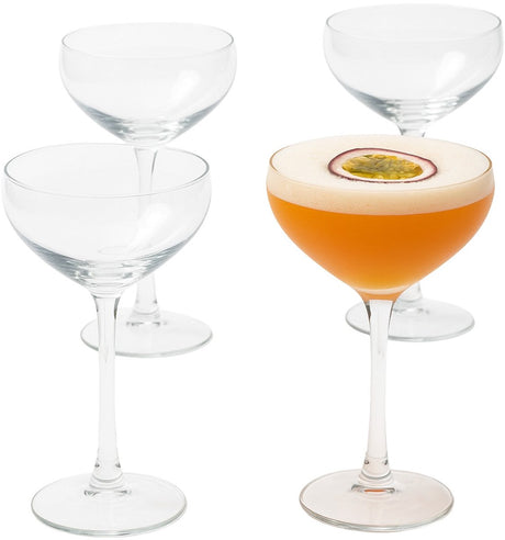 Alpina Cocktailgläser-Set 4-teilig 24cl – Cocktailglas für Partys und Mixgetränke – Glasset für Cocktails und Aperitif – inklusive Espresso und Pornostar-Martini – transparentes Glas – spülmaschinenfest