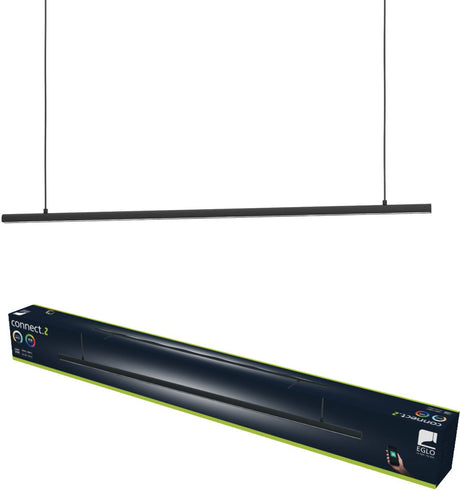 Eglo flatron-z hanglamp - 100,5 cm - zwart - instelbaar rgb wit licht - dimbaar - zigbee
