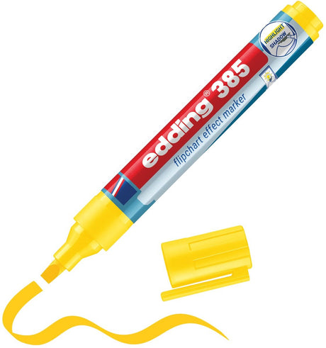 Edding 385 Textmarker mit flexibler Spitze gelb – 1 Stück – nachfüllbar – Textmarker für Flipcharts und Normalpapier