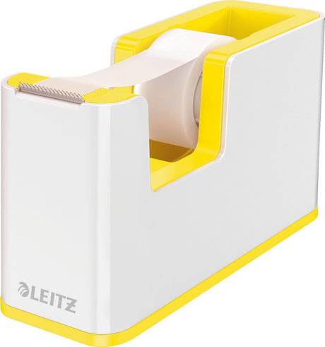 Leitz Wow Klebebandhalter – inklusive 1 Rolle Klebeband – gelb weiß
