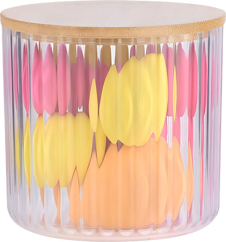 Touch of beauty wattenhouder bamboe - ø9,5x9,5 cm - wattendispenser - transparant