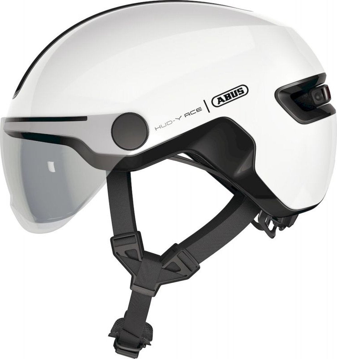 Abus Fahrradhelm Hud-Y Ace Shiny White S - 51-55 cm - Weiß - Geeignet für den Einsatz an Elektrofahrrädern - Stadtfahrrädern - 400 g