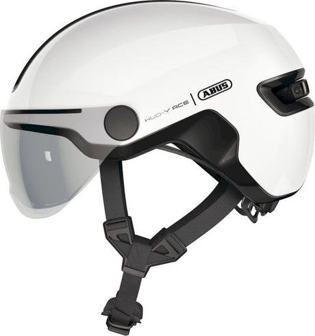 Abus Fahrradhelm Hud-Y Ace Shiny White S - 51-55 cm - Weiß - Geeignet für den Einsatz an Elektrofahrrädern - Stadtfahrrädern - 400 g