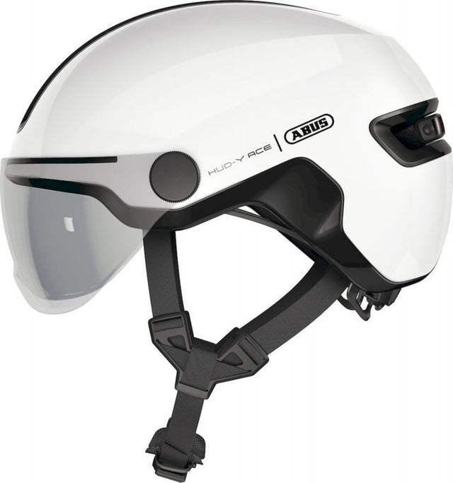 Abus Fahrradhelm Hud-Y Ace Shiny White S - 51-55 cm - Weiß - Geeignet für den Einsatz an Elektrofahrrädern - Stadtfahrrädern - 400 g