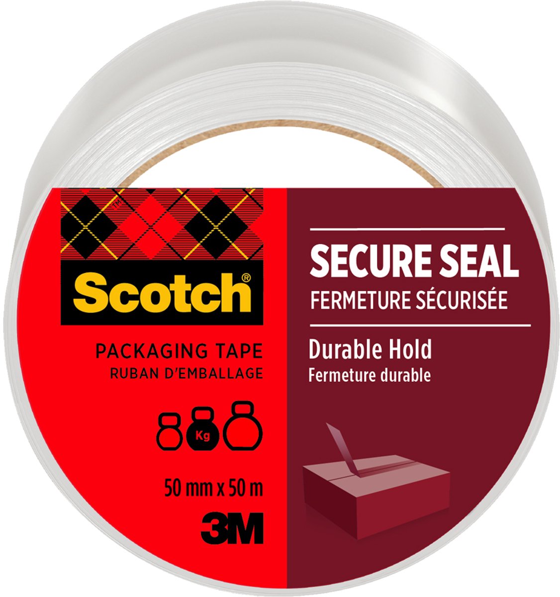 Scotch Verpackungsband, sicherer Verschluss, 50 mm x 50 m, transparent | Stück eine 1 Rolle