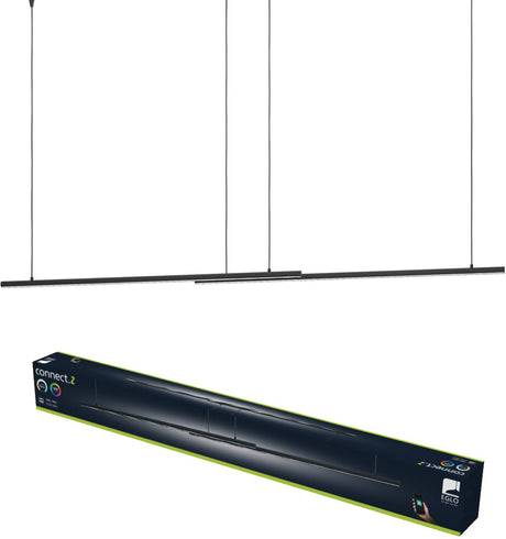 Eglo flatron-z hanglamp - 150 cm - zwart - instelbaar rgb wit licht - dimbaar - zigbee