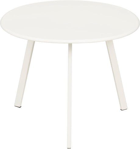 Mica decorations seatle bijzettafel voor buiten - salontafel rond - plantentafel en koffietafel - h30 x ø38 cm - metaal - wit
