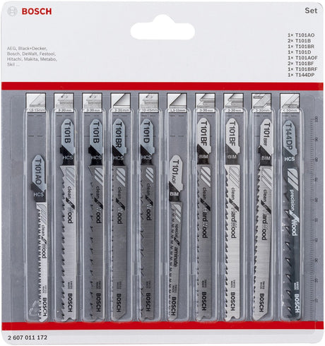Bosch Zubehör 2607011172 Stichsägeblatt-Set Clean Precision, 10-teilig 10 Stück