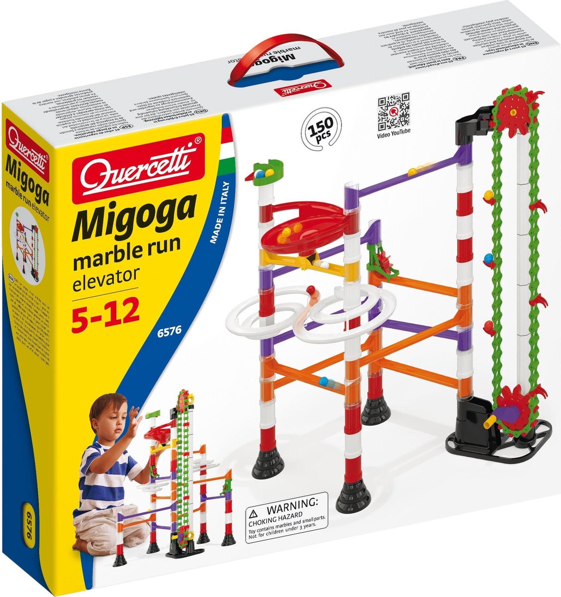 Quercetti Knikkerbaan Migoga mit Lift, 150dlg.