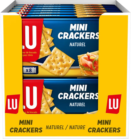 Lu Mini-Cracker natur – Box 12 x 250 g – 8 Packungen – Cracker für Getränke – Toast – Mini-Cracker – Frühstück